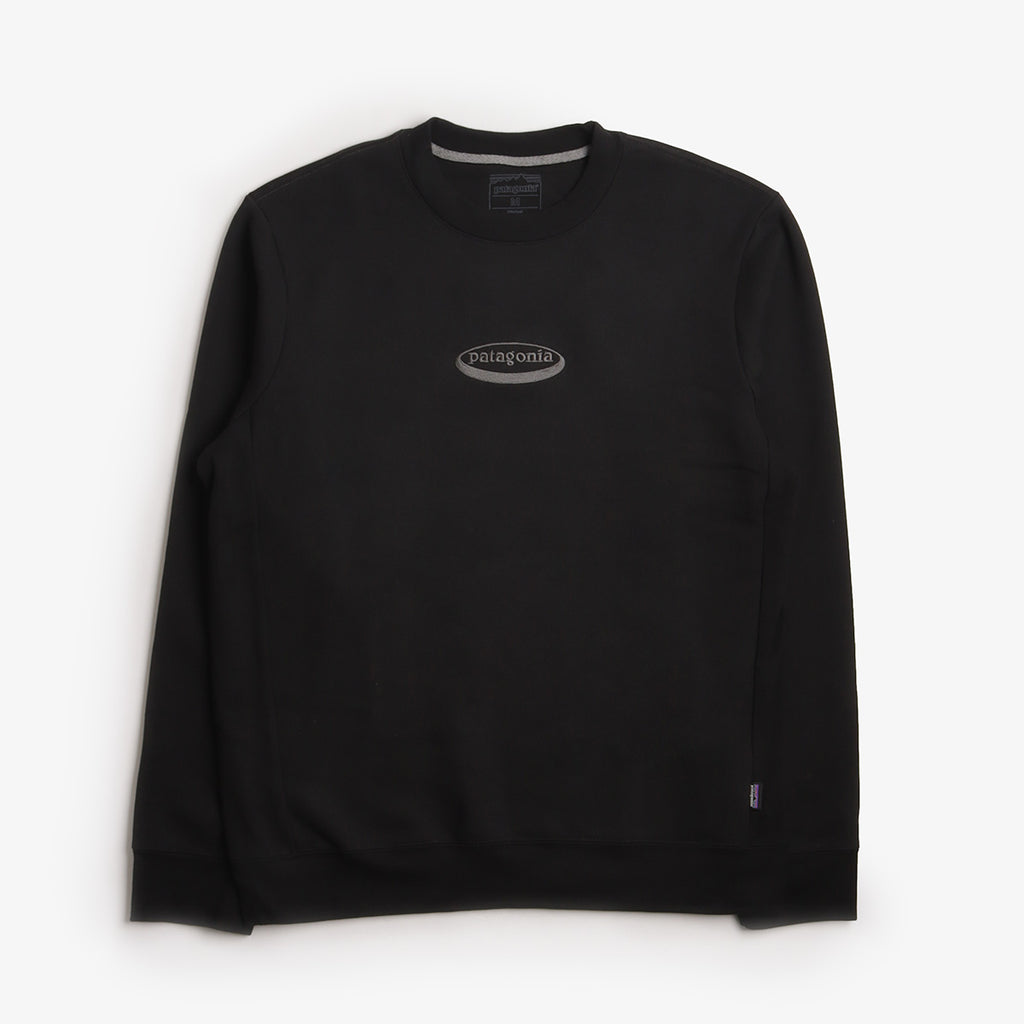 Patagonia '95 Oval Logo Uprisal Crew Sweatshirt, Black, Detail Shot 1