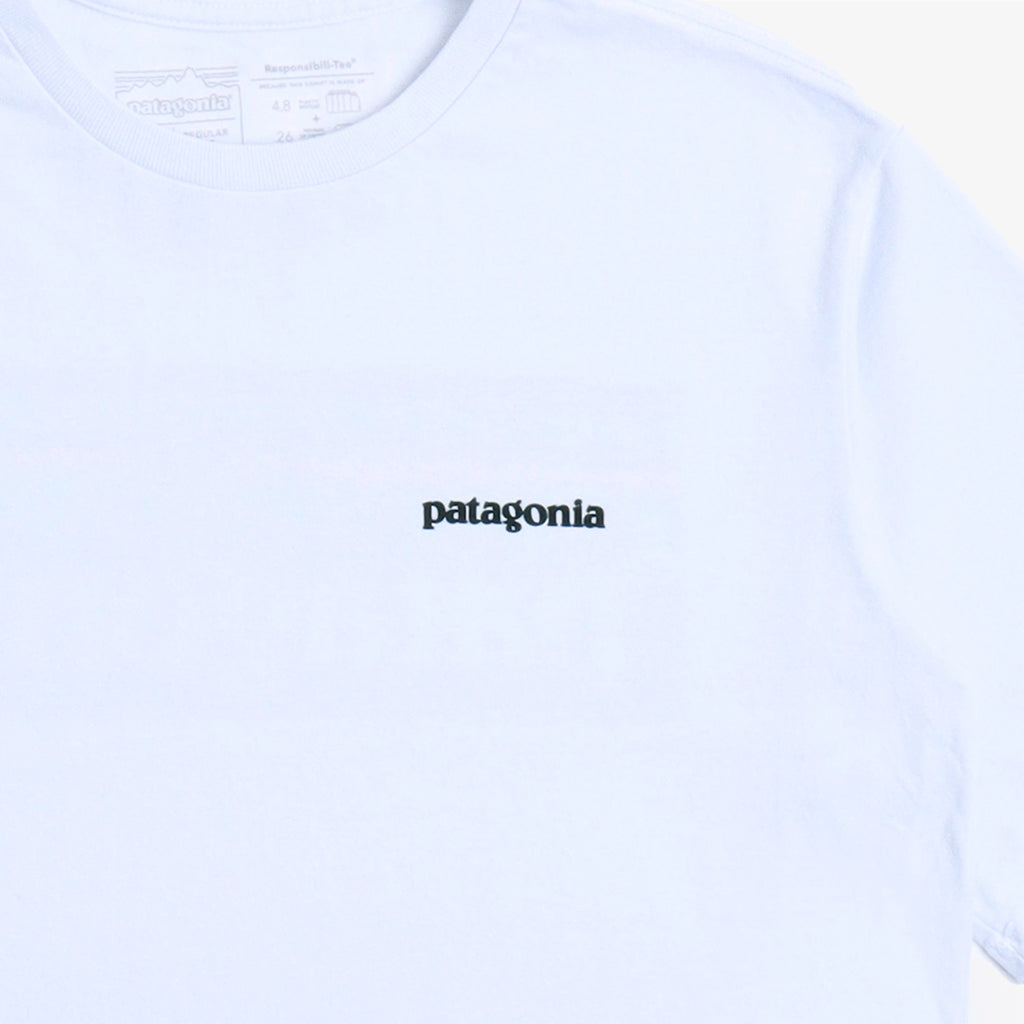 Patagonia P-6 Logo Responsibili-Tee T-Shirt, White Blue, Detail Shot 3