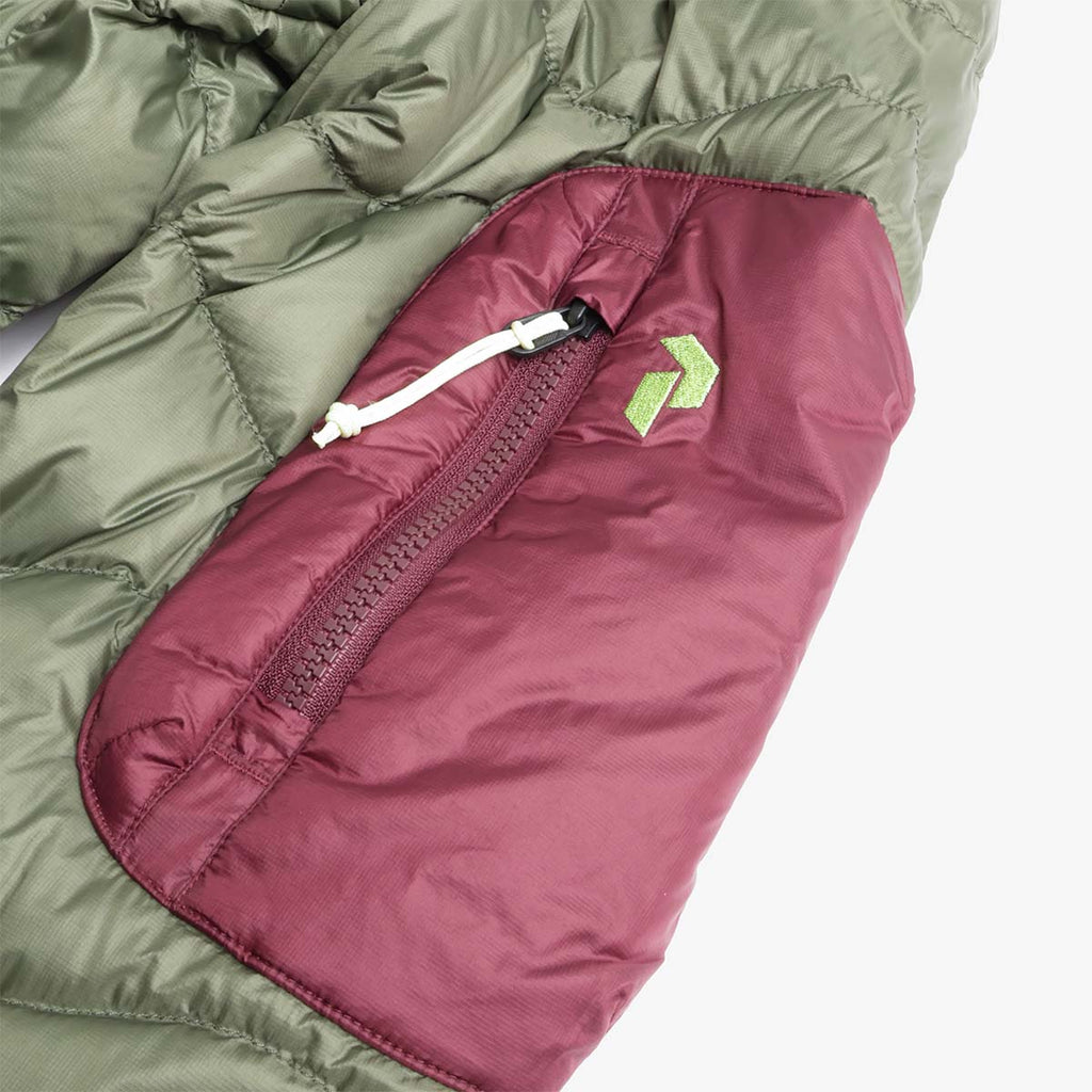 Contrast panel and zip pocket detail, Helium Utility Down Jacket
