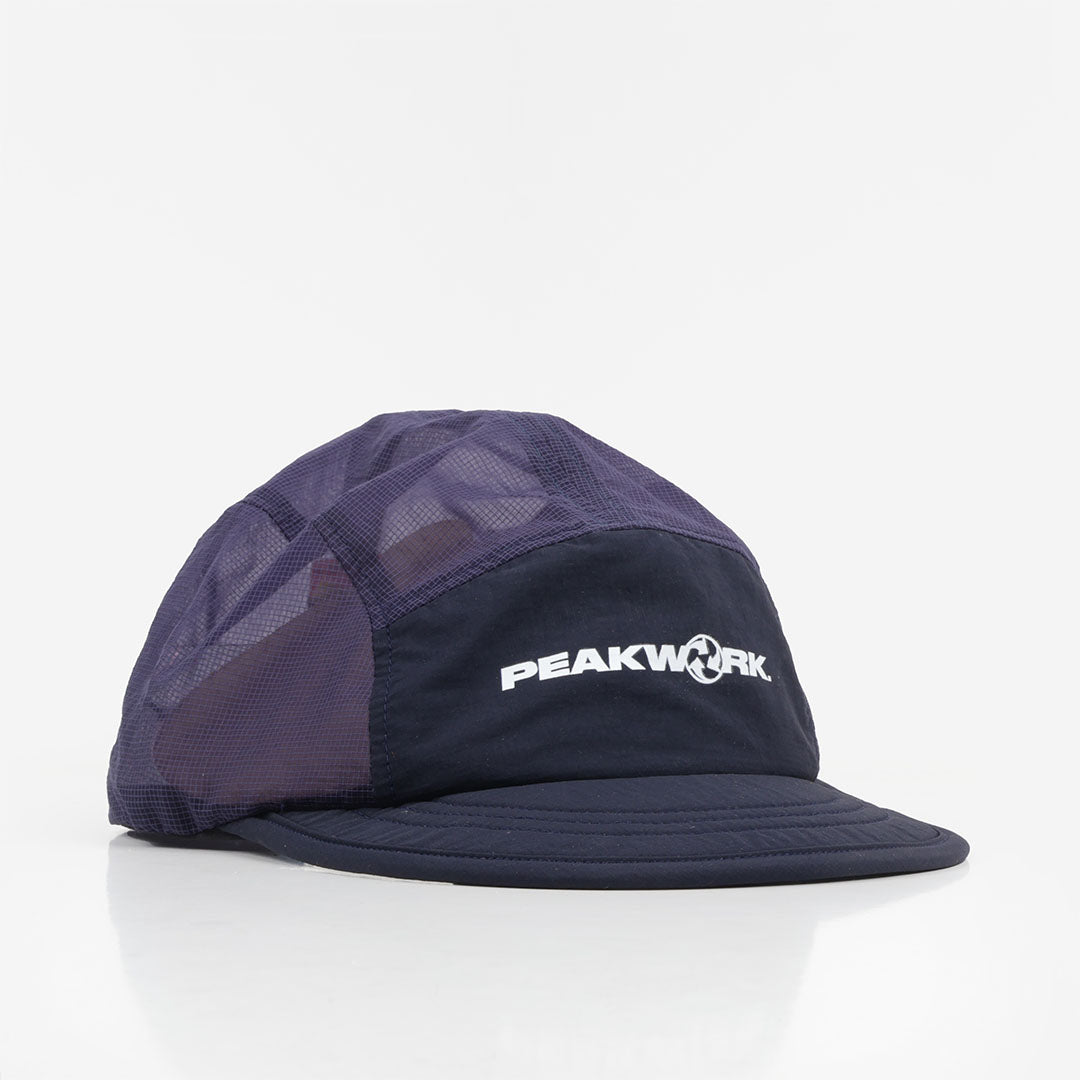 Peakwork Scramble Packable Running Cap, Navy Mesh, Detail Shot 1