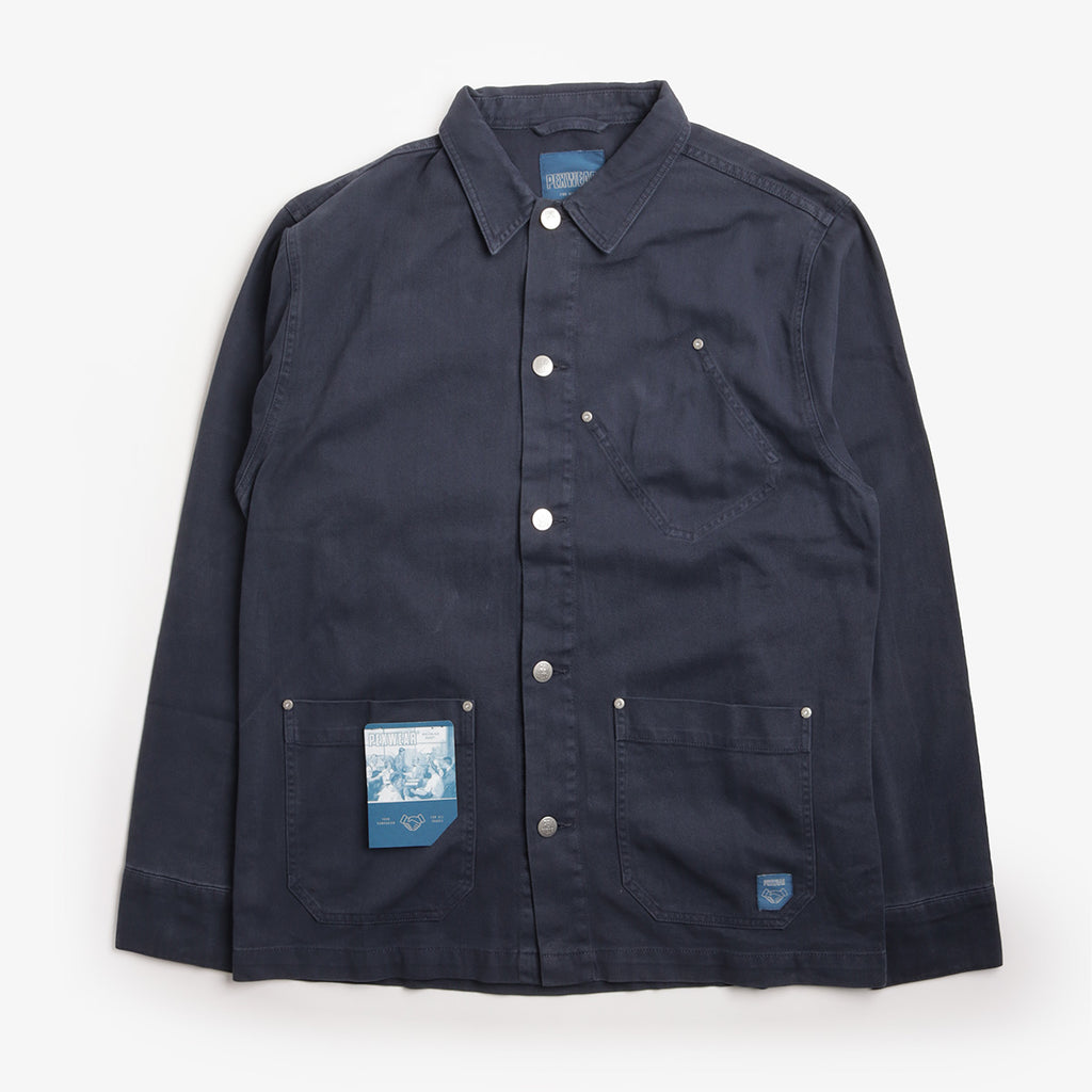 Pexwear Tradesman Jacket in Blue Twill — front view on white background, Urban Industry