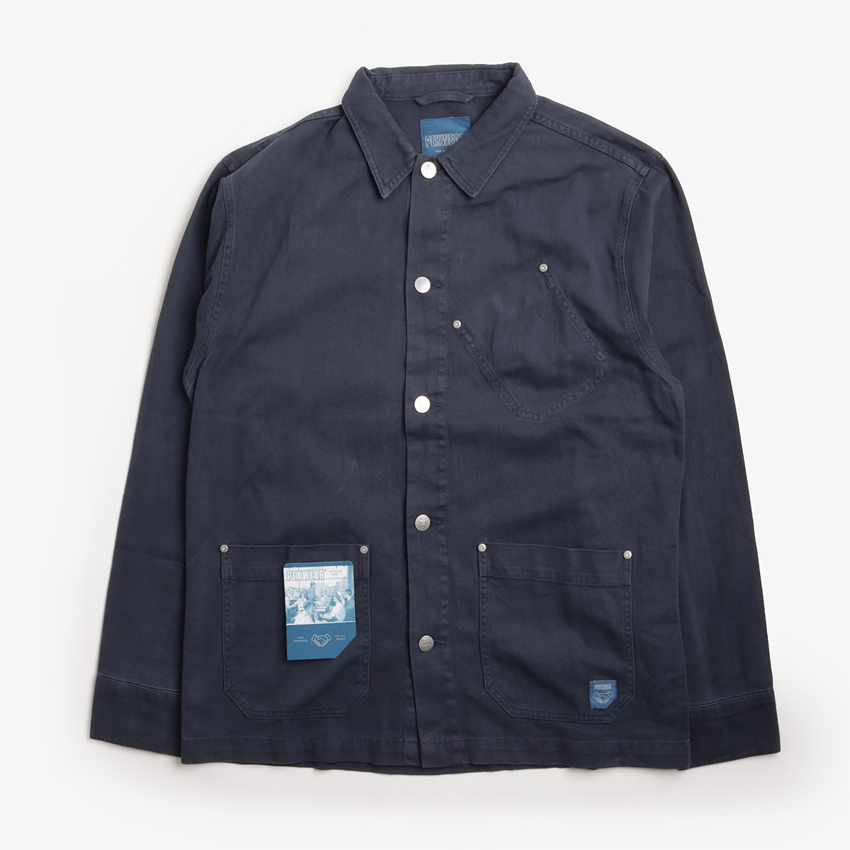 Pexwear Tradesman Jacket in Blue Twill — front view on white background, Urban Industry