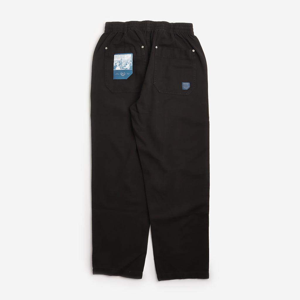 Pexwear Chefs Trousers in Black Twill — back view showing rear pockets and seat construction