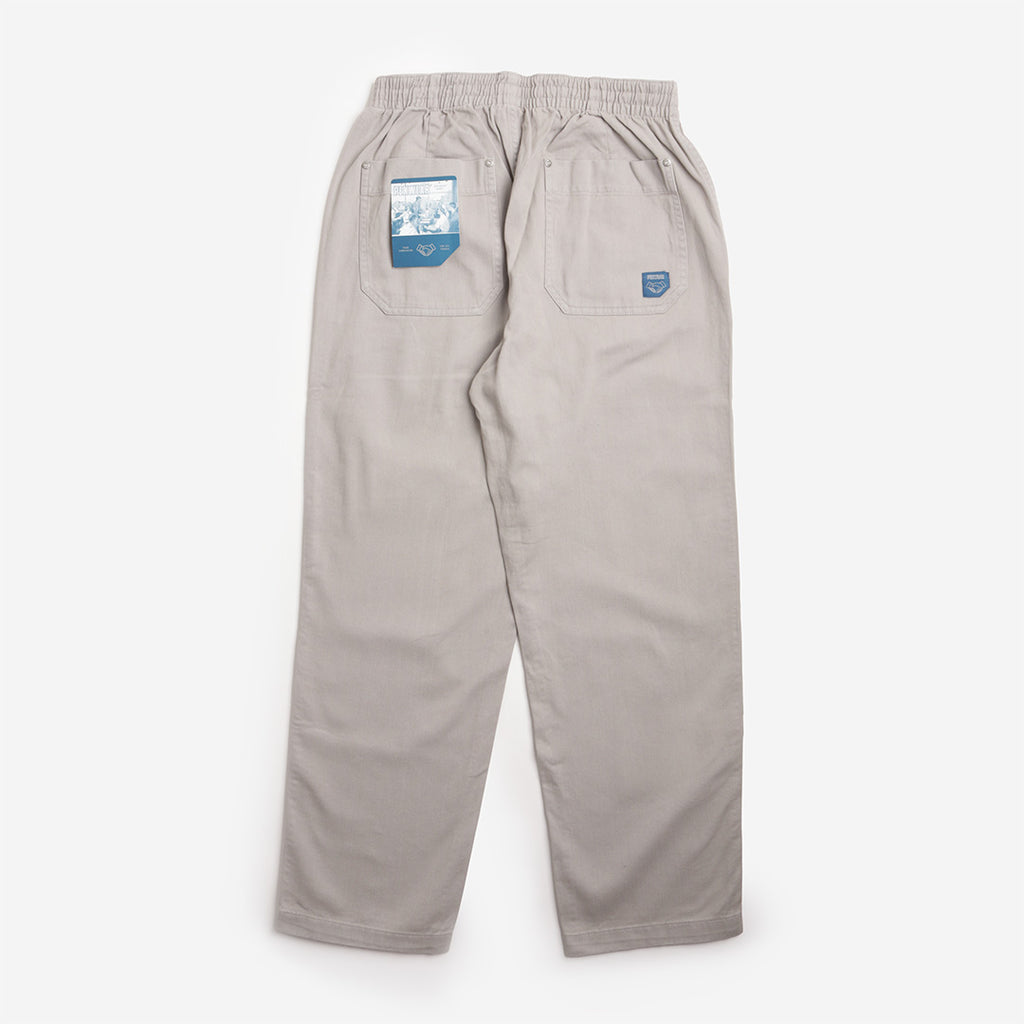 Pexwear Chefs Trousers in Light Grey Twill — back view showing rear pockets and seat construction