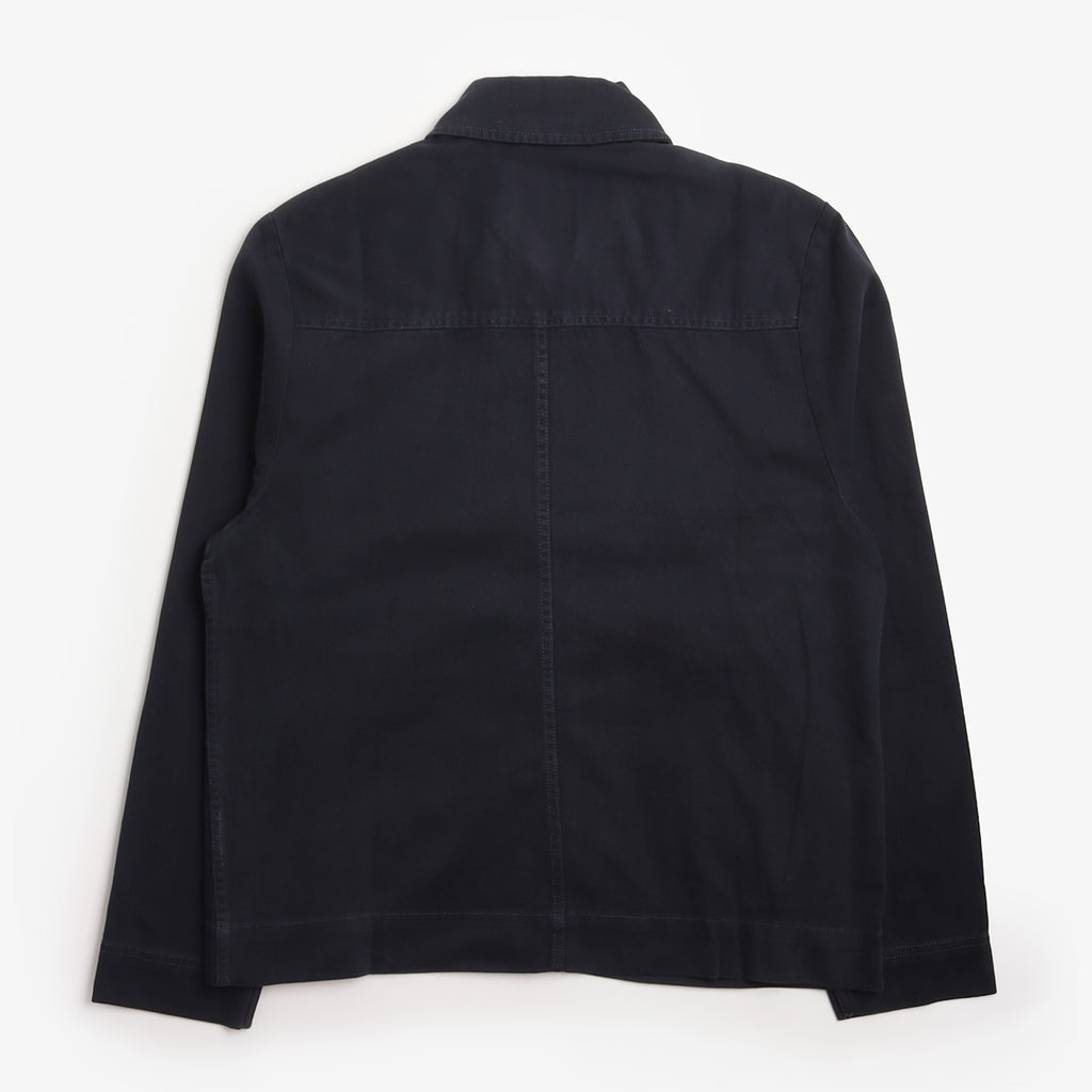 Pexwear Mechanics Jacket in Deep Navy Twill — back view showing yoke and triple-stitched seams