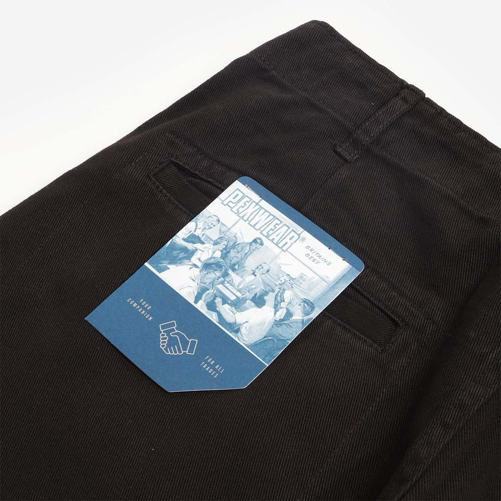 Pexwear Stewards Trousers in Black Twill — styled on model in a workwear setting, Urban Industry