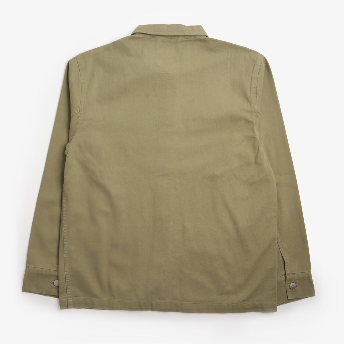 Pexwear Tradesman Jacket in Khaki Twill — back view showing yoke and triple-stitched seams