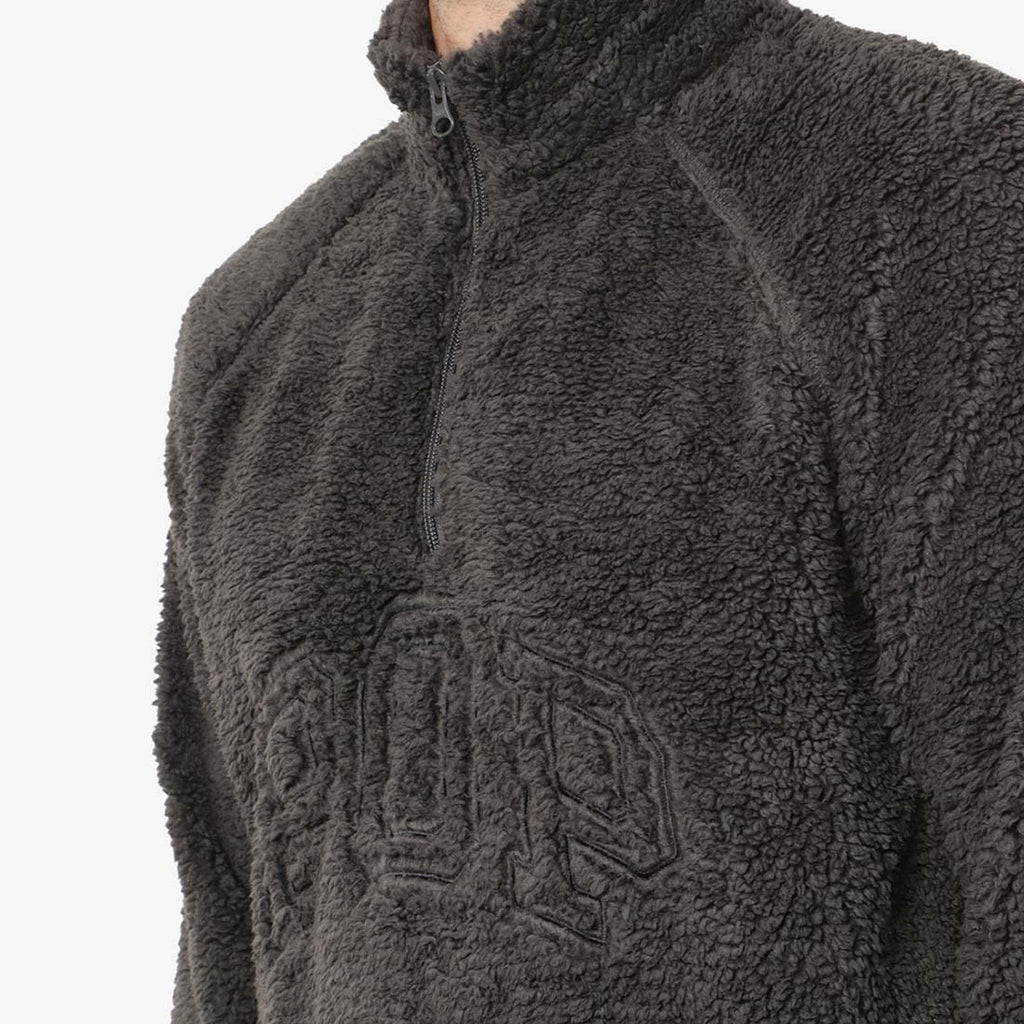 Pop Trading Company Arch Half Zip Fleece Sweat, Charcoal, Detail Shot 2