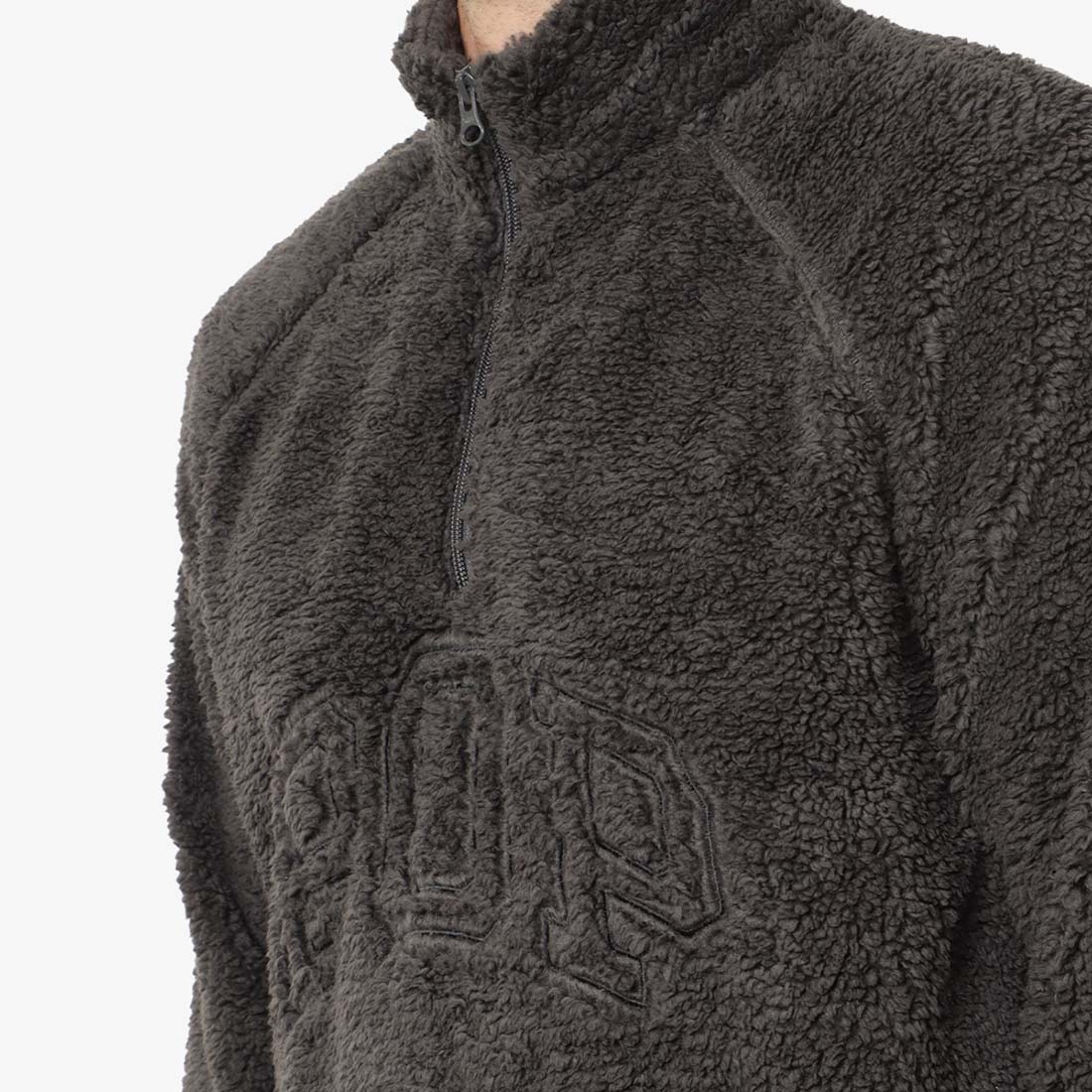 Pop Trading Company Arch Half Zip Fleece Sweat, Charcoal, Detail Shot 2