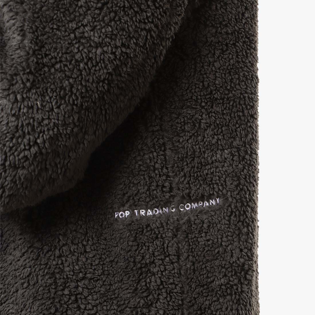 Pop Trading Company Arch Half Zip Fleece Sweat, Charcoal, Detail Shot 3