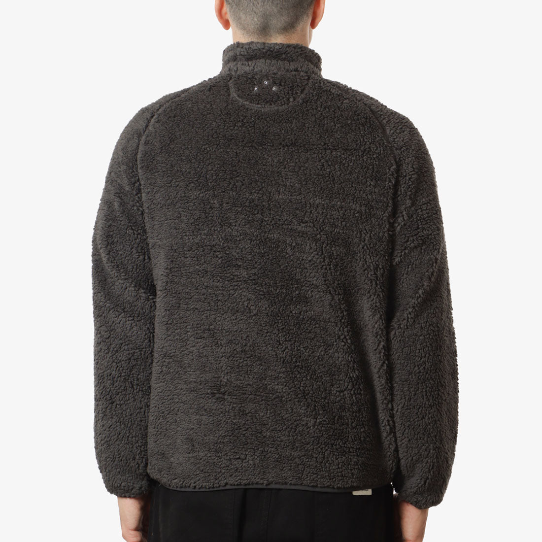 Pop Trading Company Arch Half Zip Fleece Sweat, Charcoal, Detail Shot 4