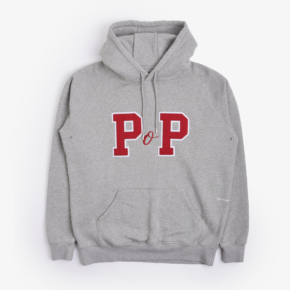 Pop Trading Company College P Hoodie, Grey Heather, Detail Shot 5