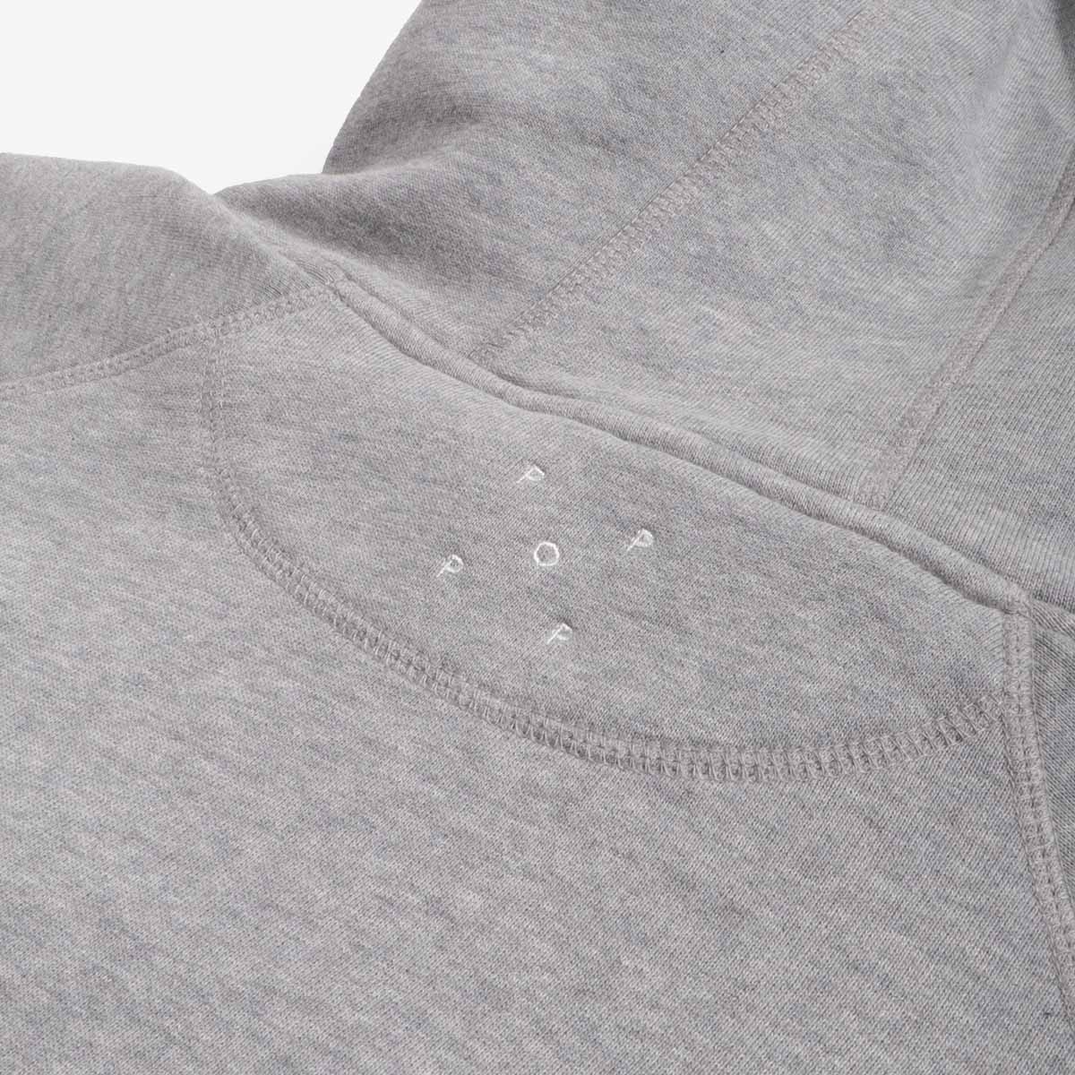 Pop Trading Company College P Hoodie, Grey Heather, Detail Shot 9