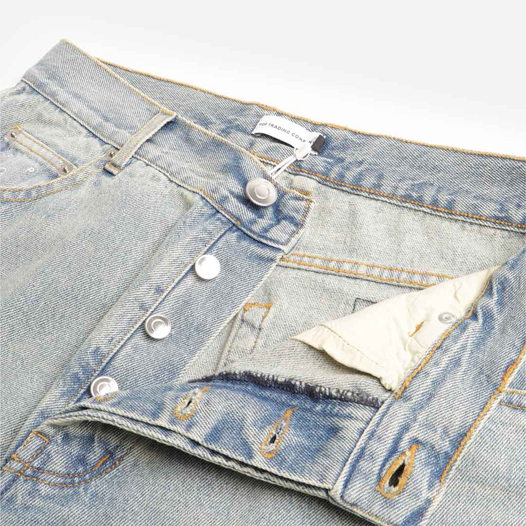 Pop Trading Company Drs Pant, Washed Denim, Detail Shot 2