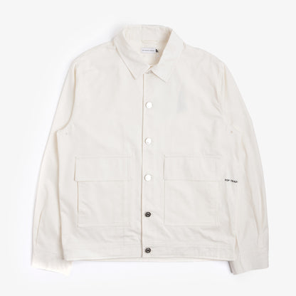 Pop Trading Company Full Buttoned Linen Jacket, Off White, Detail Shot 6