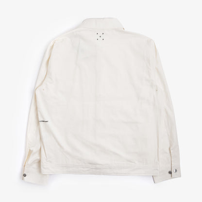 Pop Trading Company Full Buttoned Linen Jacket, Off White, Detail Shot 9