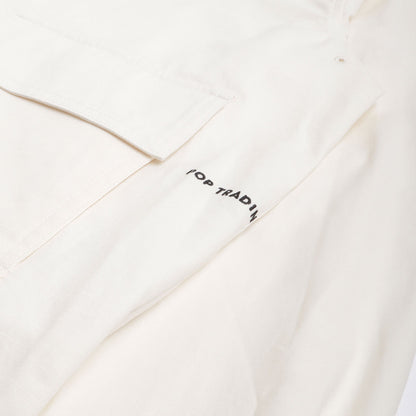 Pop Trading Company Full Buttoned Linen Jacket, Off White, Detail Shot 8