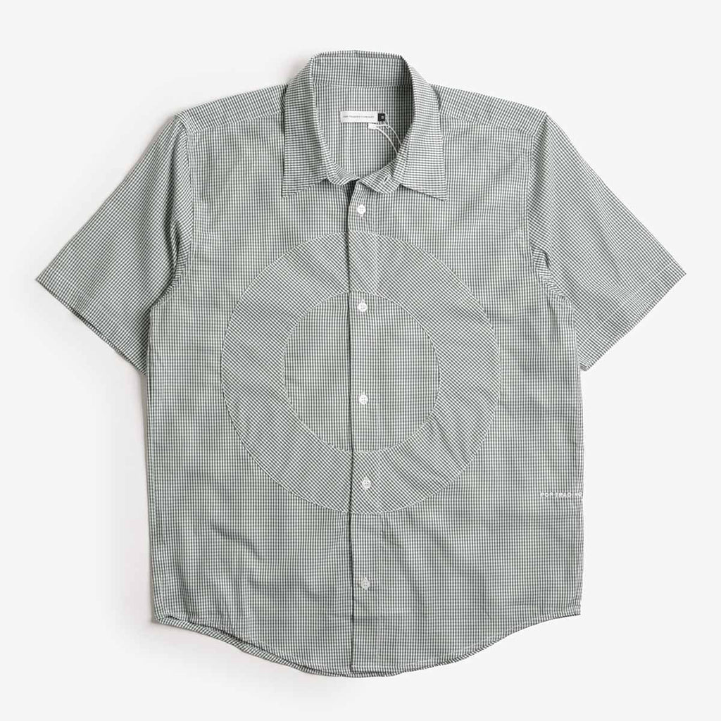 Pop Trading Company Gingham Shirt, Green White, Detail Shot 1