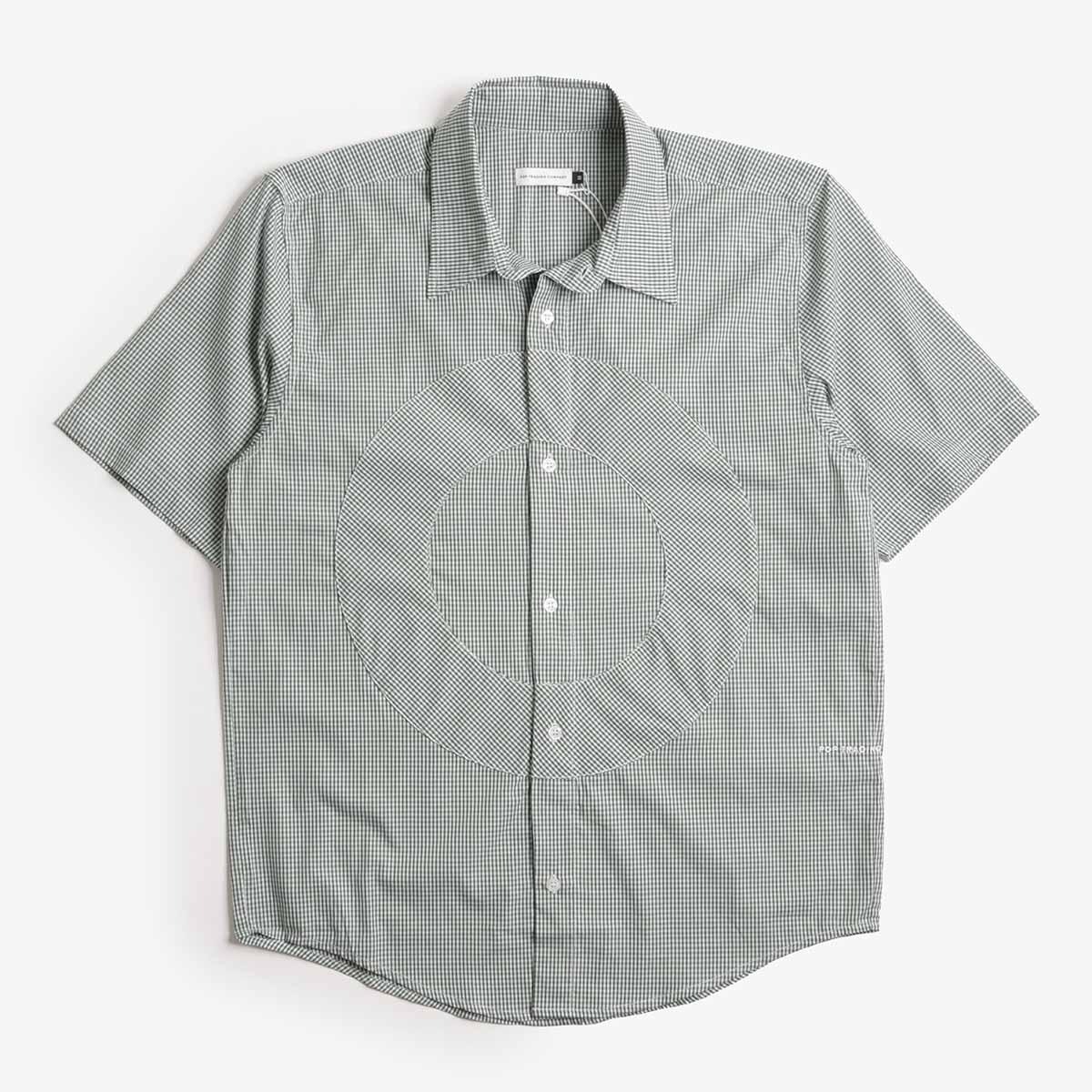 Pop Trading Company Gingham Shirt, Green White, Detail Shot 1