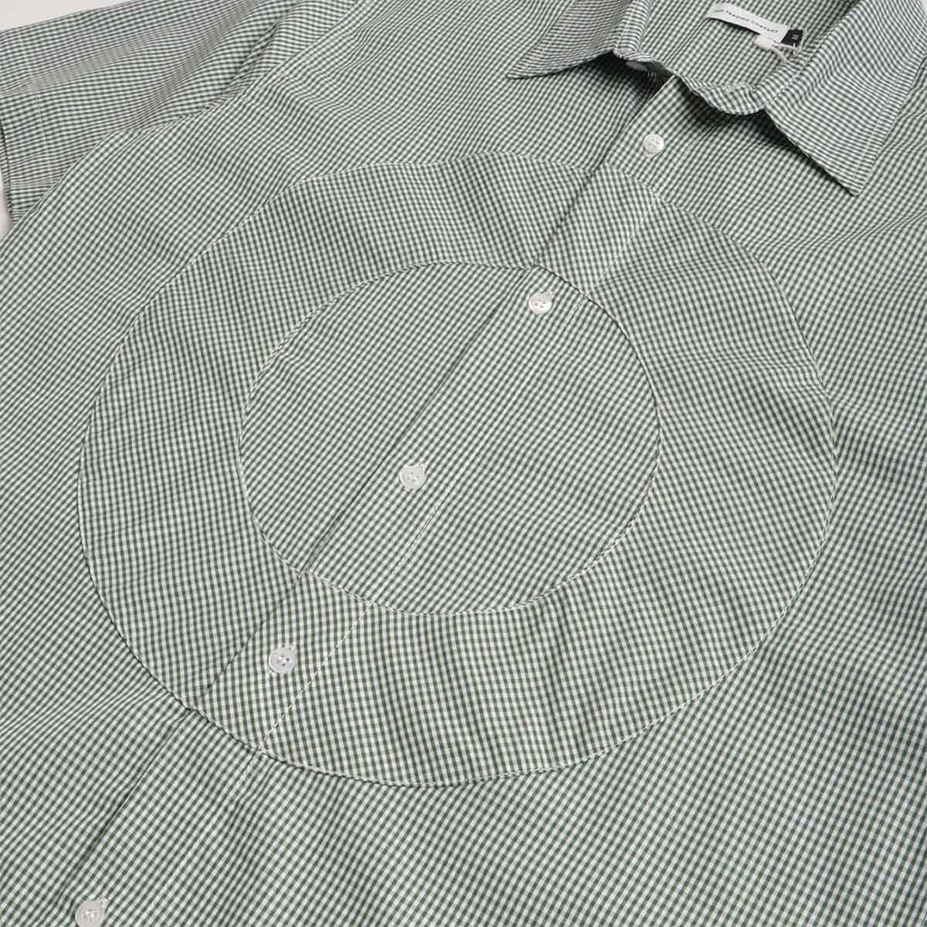 Pop Trading Company Gingham Shirt, Green White, Detail Shot 3