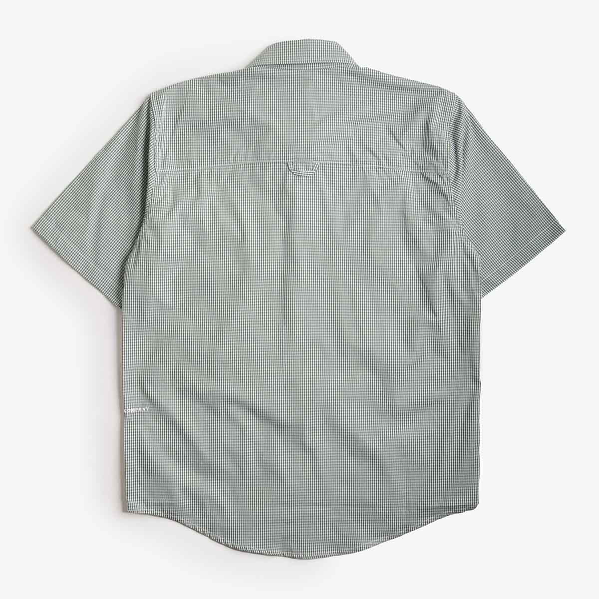Pop Trading Company Gingham Shirt, Green White, Detail Shot 4