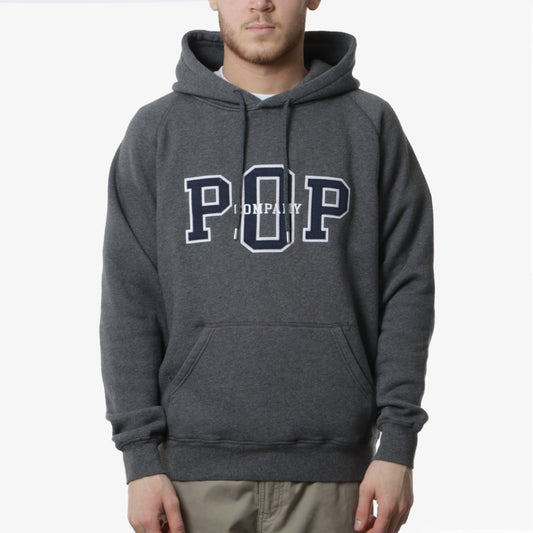 Pop Trading Company Hoodie, Charcoal Heather, Detail Shot 1