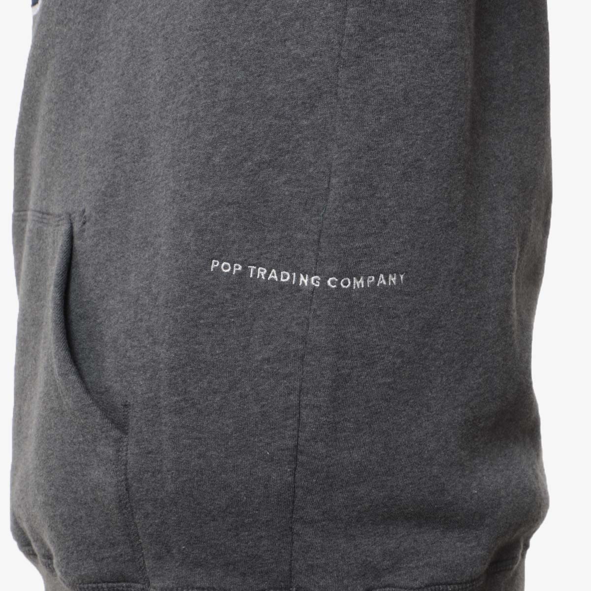 Pop Trading Company Hoodie, Charcoal Heather, Detail Shot 3