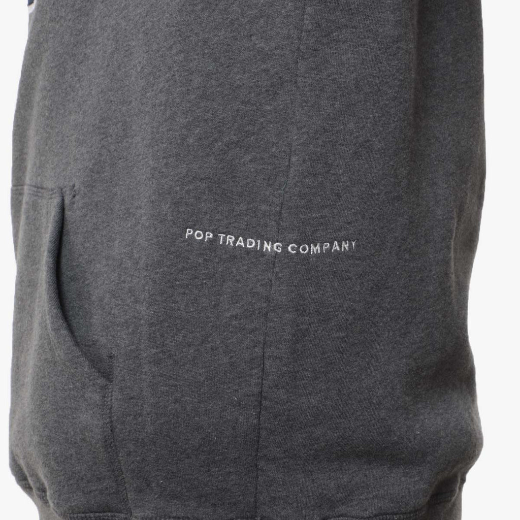 Pop Trading Company Hoodie, Charcoal Heather, Detail Shot 3