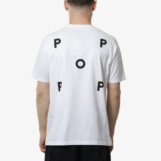 Pop Trading Company Logo T-Shirt, White Black, Detail Shot 1