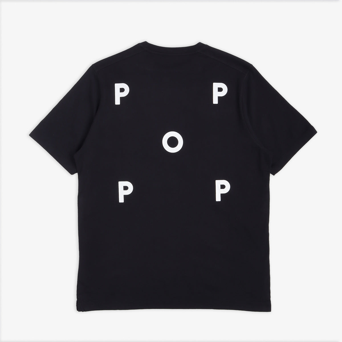 Pop Trading Company Logo T-Shirt, Black, White, Detail Shot 5