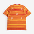 Pop Trading Company Striped Logo T-Shirt, Island Poppy, Detail Shot 1