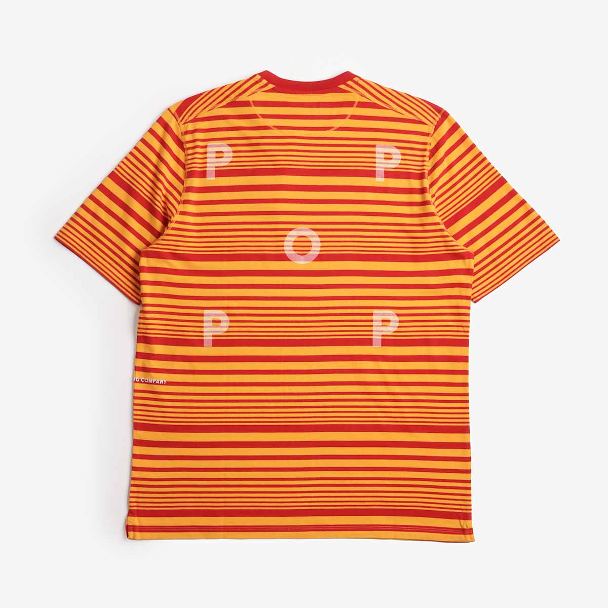 Pop Trading Company Striped Logo T-Shirt, Island Poppy, Detail Shot 1