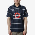 Pop Trading Company Striped Sportif Short Sleeve T-Shirt, Navy, Detail Shot 1