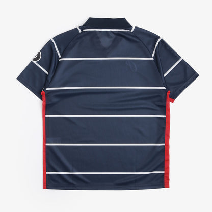 Pop Trading Company Striped Sportif Short Sleeve T-Shirt, Navy, Detail Shot 7