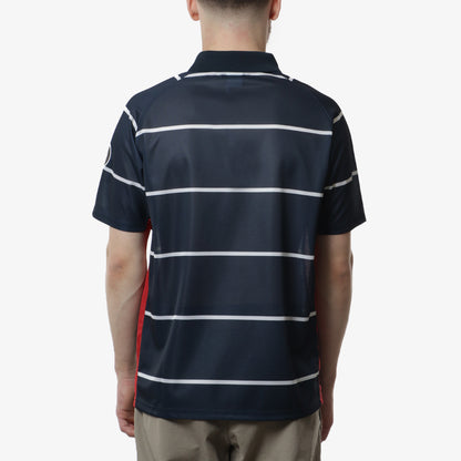 Pop Trading Company Striped Sportif Short Sleeve T-Shirt, Navy, Detail Shot 4