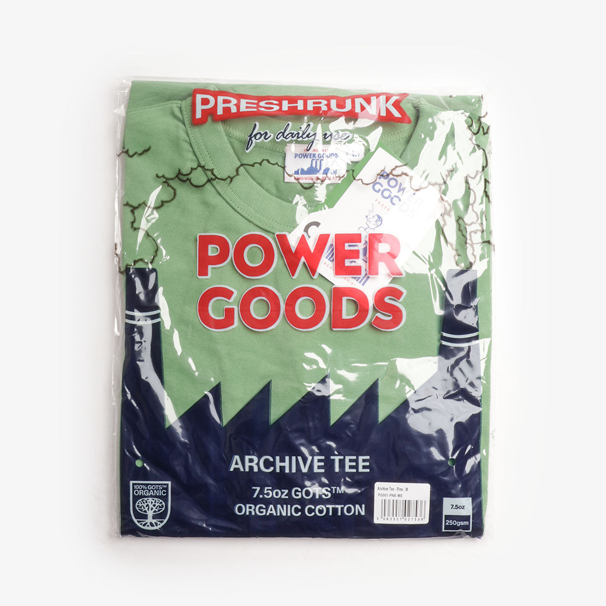 main Power Goods Archive T-Shirt, Pine, Detail Shot 4