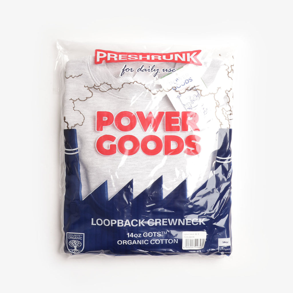 Power Goods Loopback Crewneck Sweatshirt, Ash, Detail Shot 4
