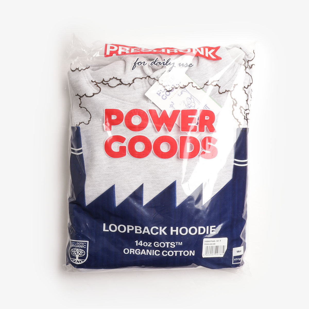 Power Goods Loopback Hoodie, Ash, Detail Shot 5
