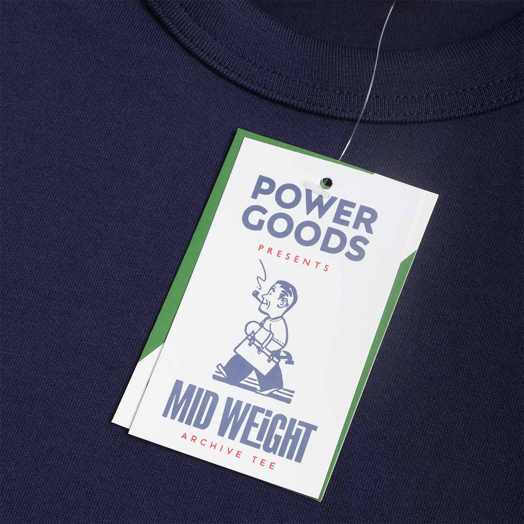 Power Goods Archive T-Shirt, Navy, Detail Shot 3