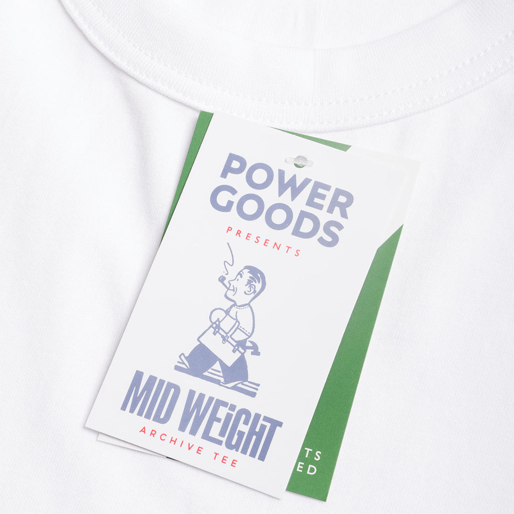 Power Goods Archive T-Shirt, White, Detail Shot 3