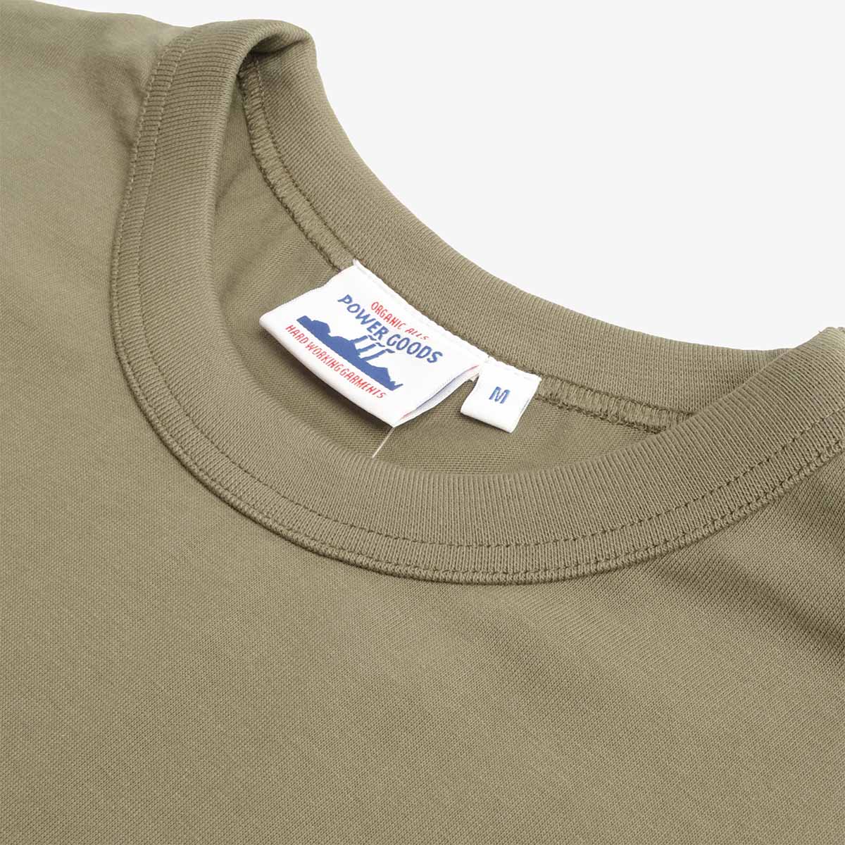 main Power Goods Archive T-Shirt, Olive, Detail Shot 2