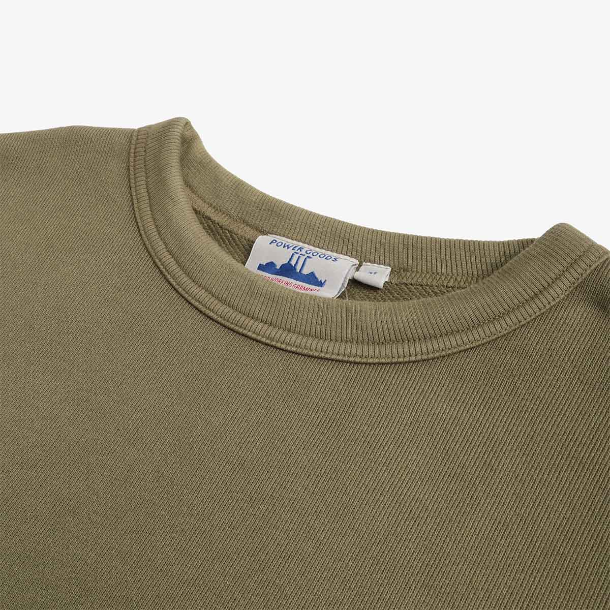 Power Goods Loopback Crewneck Sweatshirt, Olive, Detail Shot 2