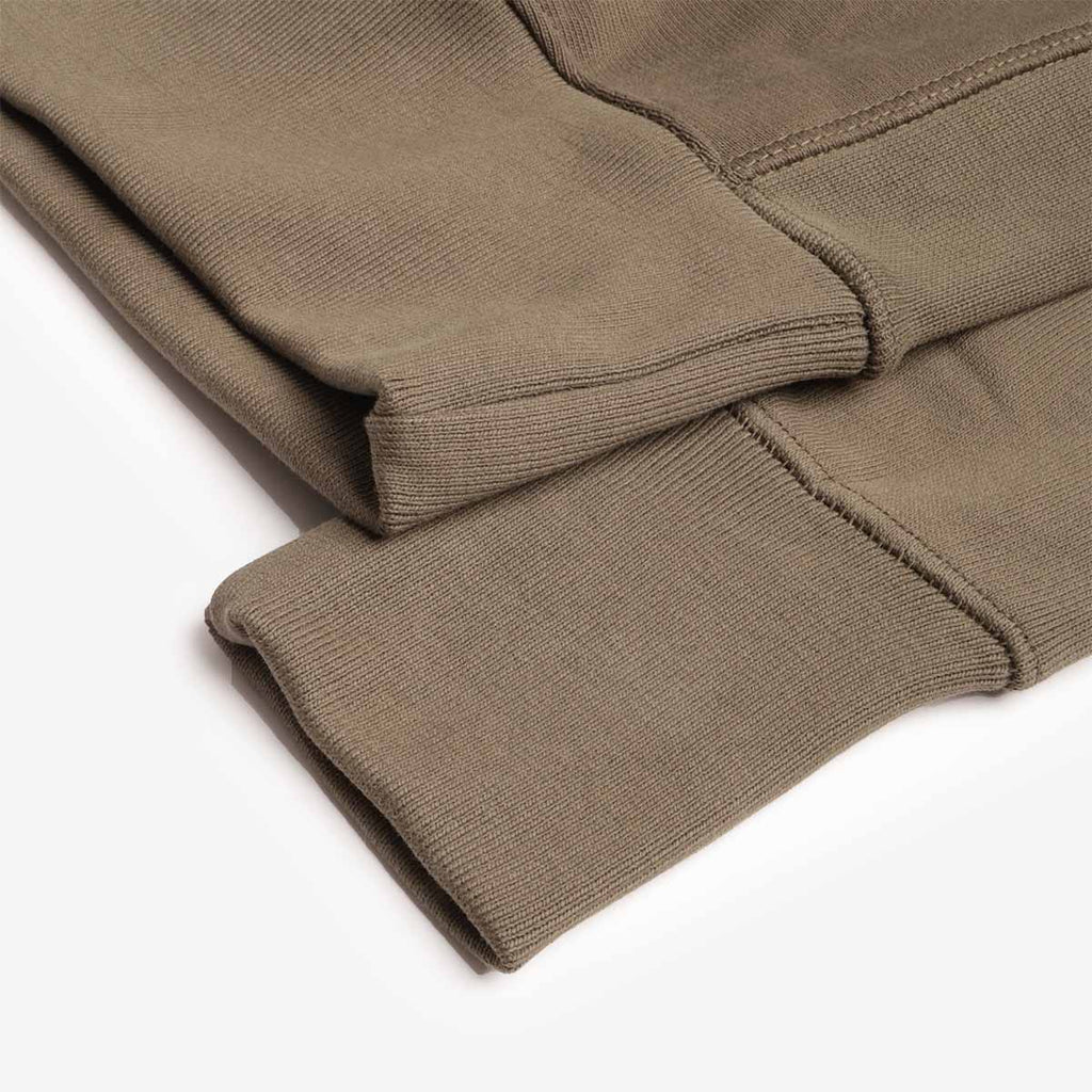 Ribbed cuff and hem detail, dark olive crewneck