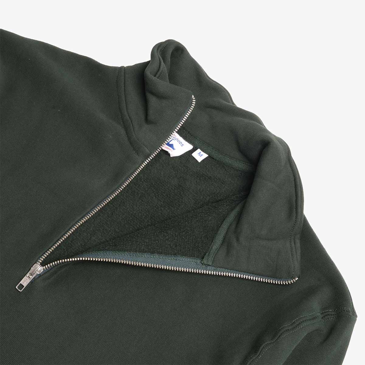 Power Goods Super Weight Quarter Zip, Forest Green, Detail Shot 3