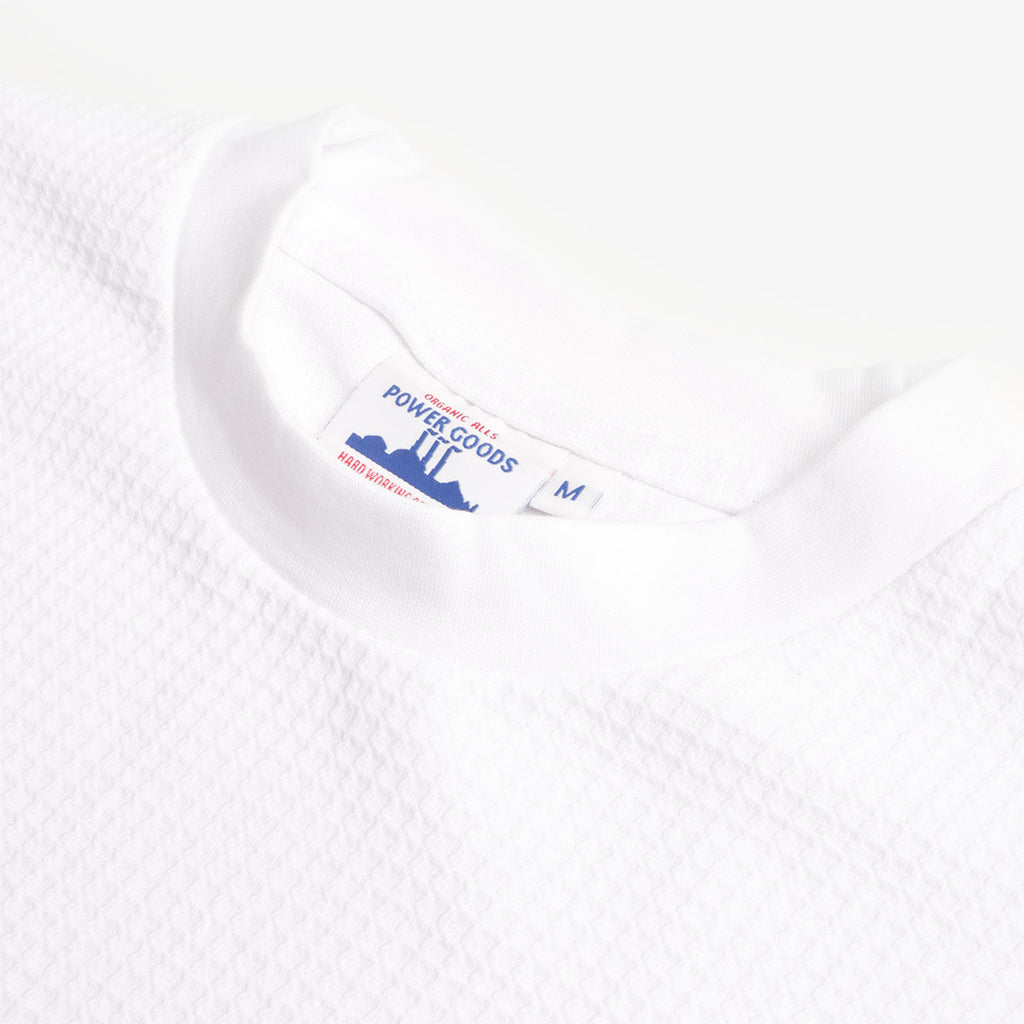 Power Goods Thermal Waffle Long Sleeve T-Shirt, White, Detail Shot 2