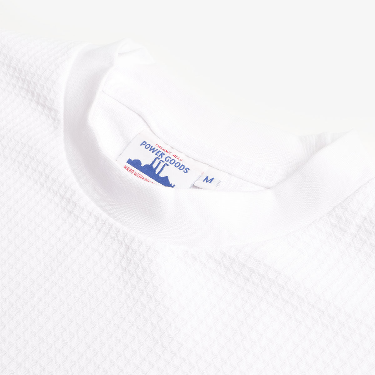 Power Goods Thermal Waffle Long Sleeve T-Shirt, White, Detail Shot 2