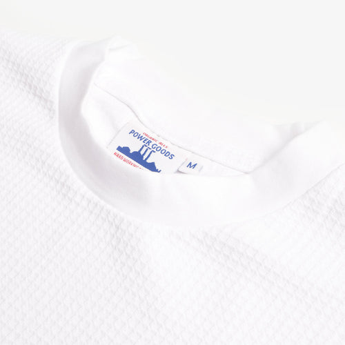 Power Goods Thermal Waffle Long Sleeve T-Shirt, White, Detail Shot 2