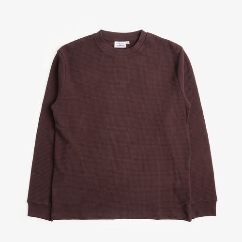 Power Goods Thermal Waffle Long Sleeve in Coffee, front view