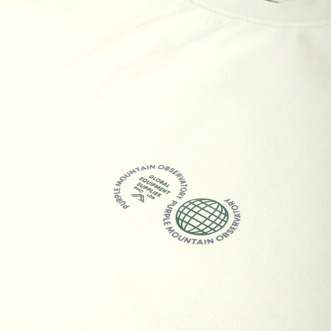Purple Mountain Observatory Globe Logo Long Sleeve T-Shirt, Lime, Detail Shot 2