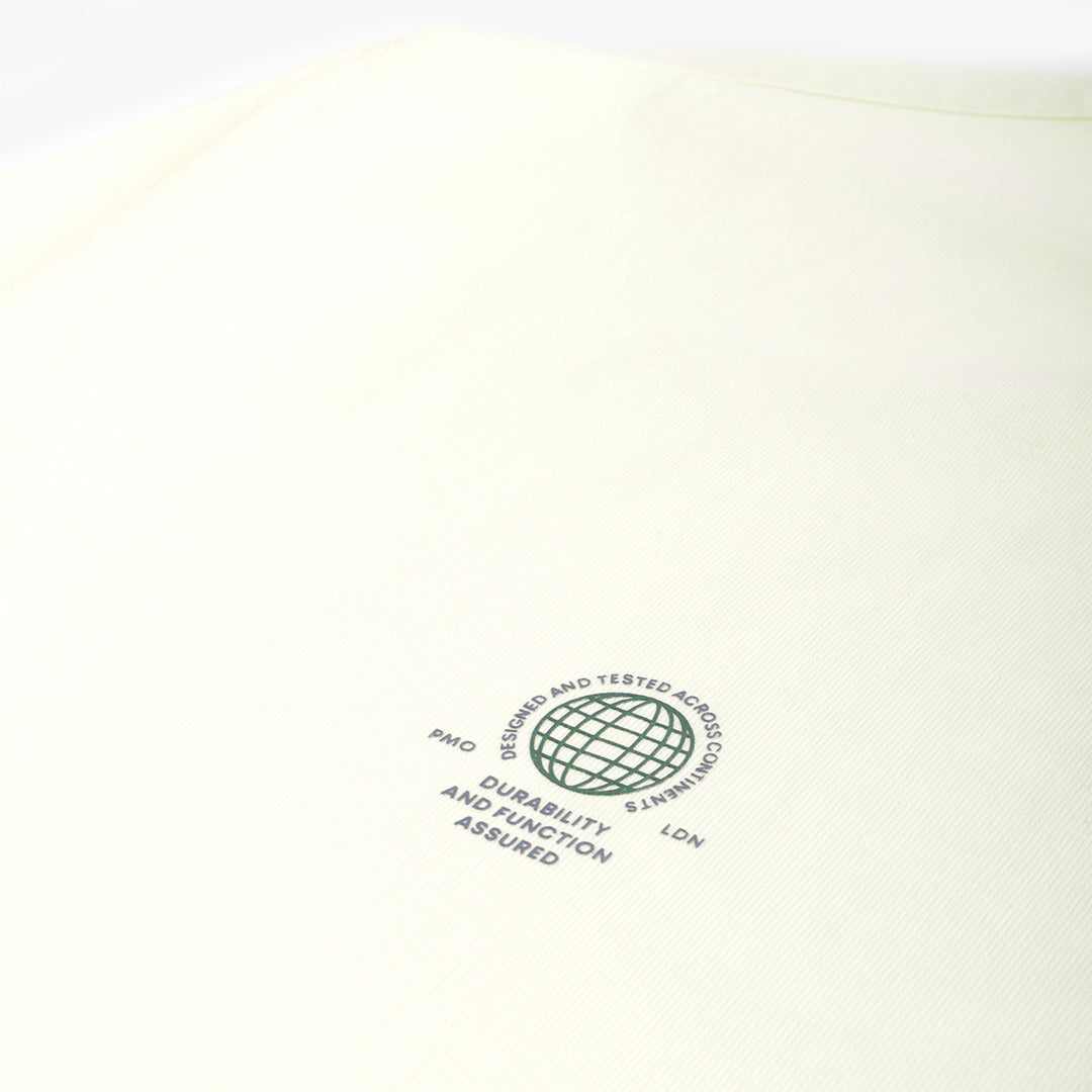 Purple Mountain Observatory Globe Logo Long Sleeve T-Shirt, Lime, Detail Shot 4